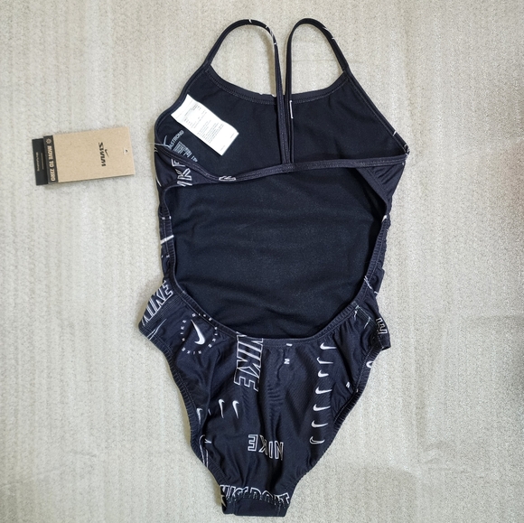 NWT Nike Hydrastrong Multi Print Cutout One Piece Swimsuit Black Size 2 - Picture 8 of 16